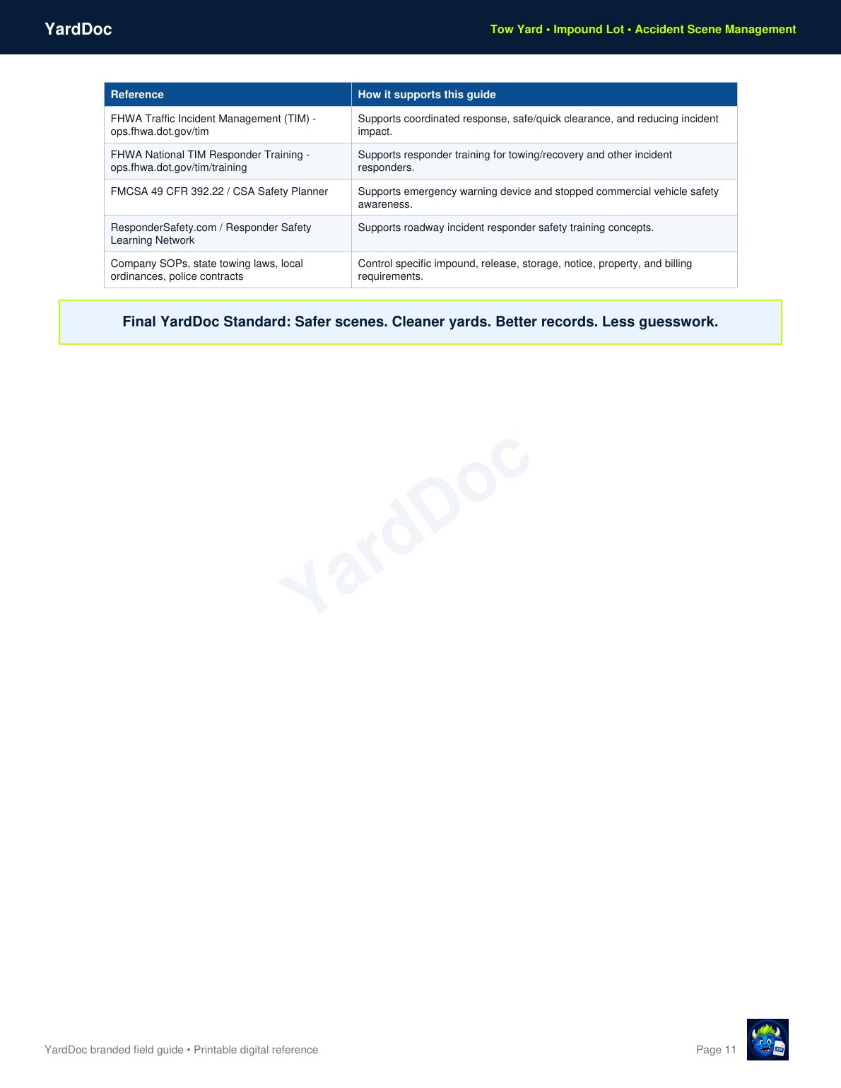 Tow Boss Field Guide - YardDoc