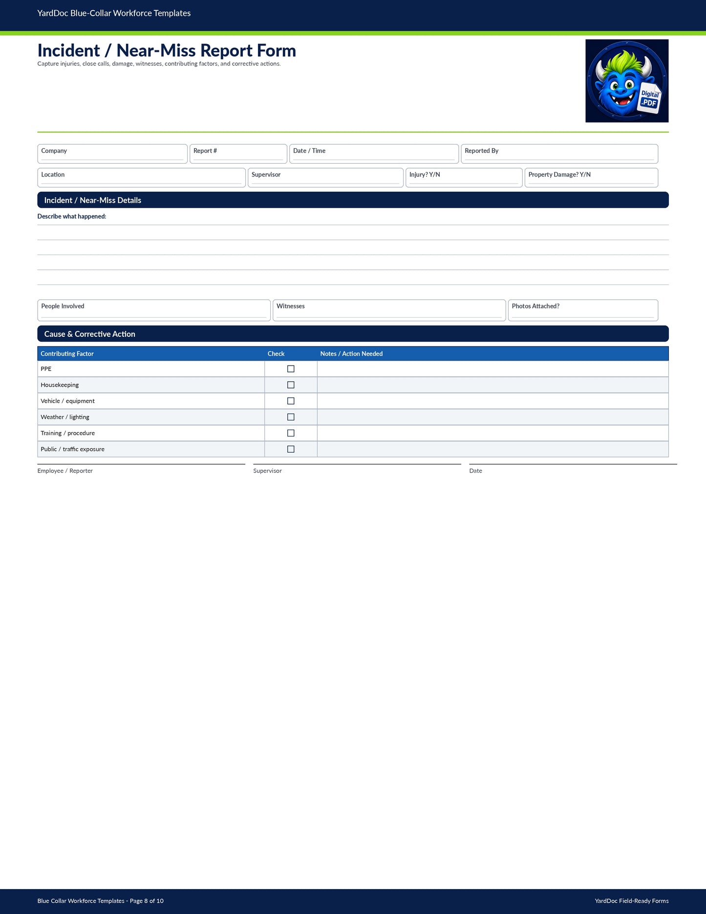 Incident / Near-miss Report Form - YardDoc