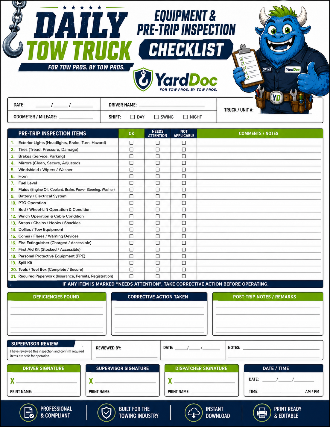 Tow Boss Forms Pack - YardDoc