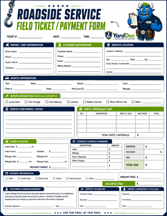 Tow Boss Forms Pack - YardDoc