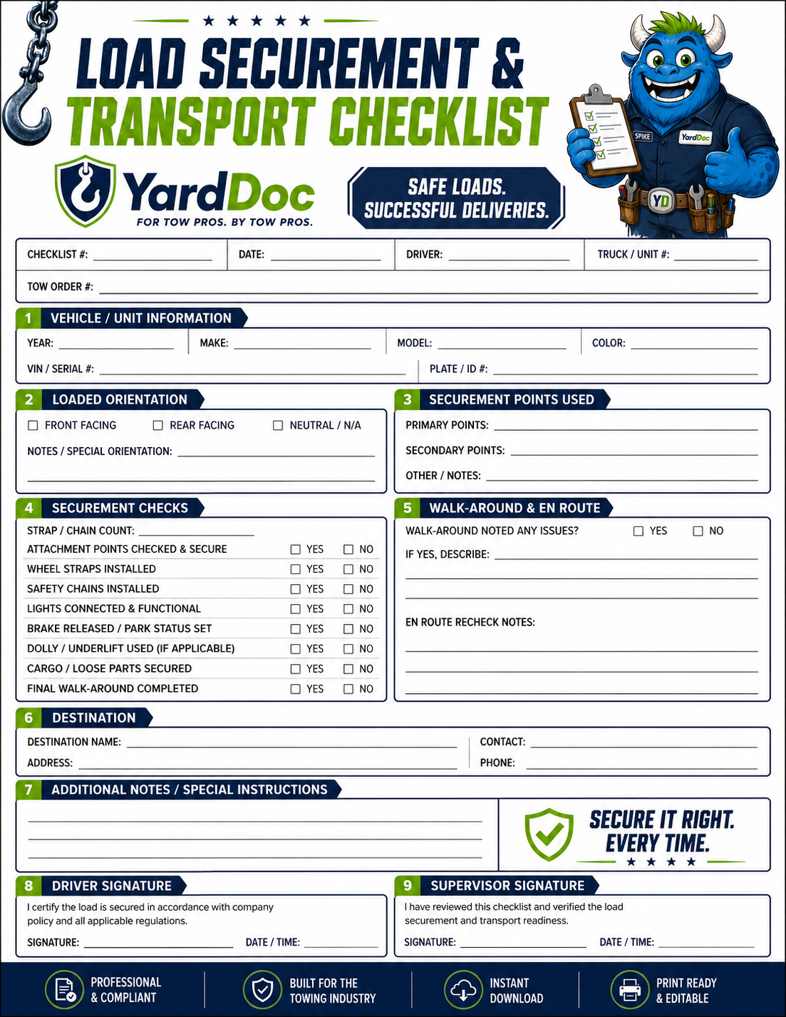 Tow Boss Forms Pack - YardDoc