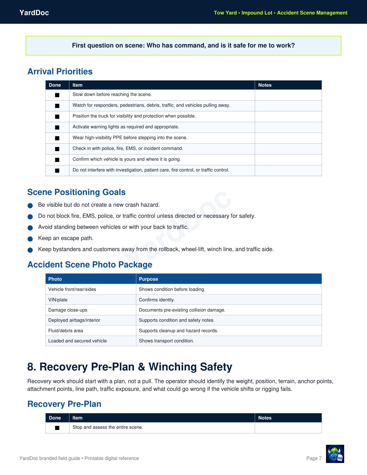 Tow Boss Field Guide - YardDoc