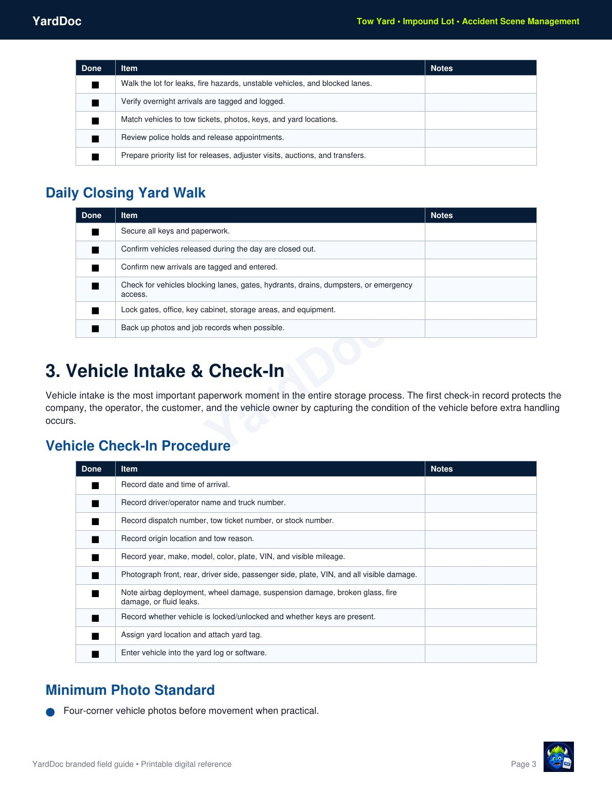 Tow Boss Field Guide - YardDoc