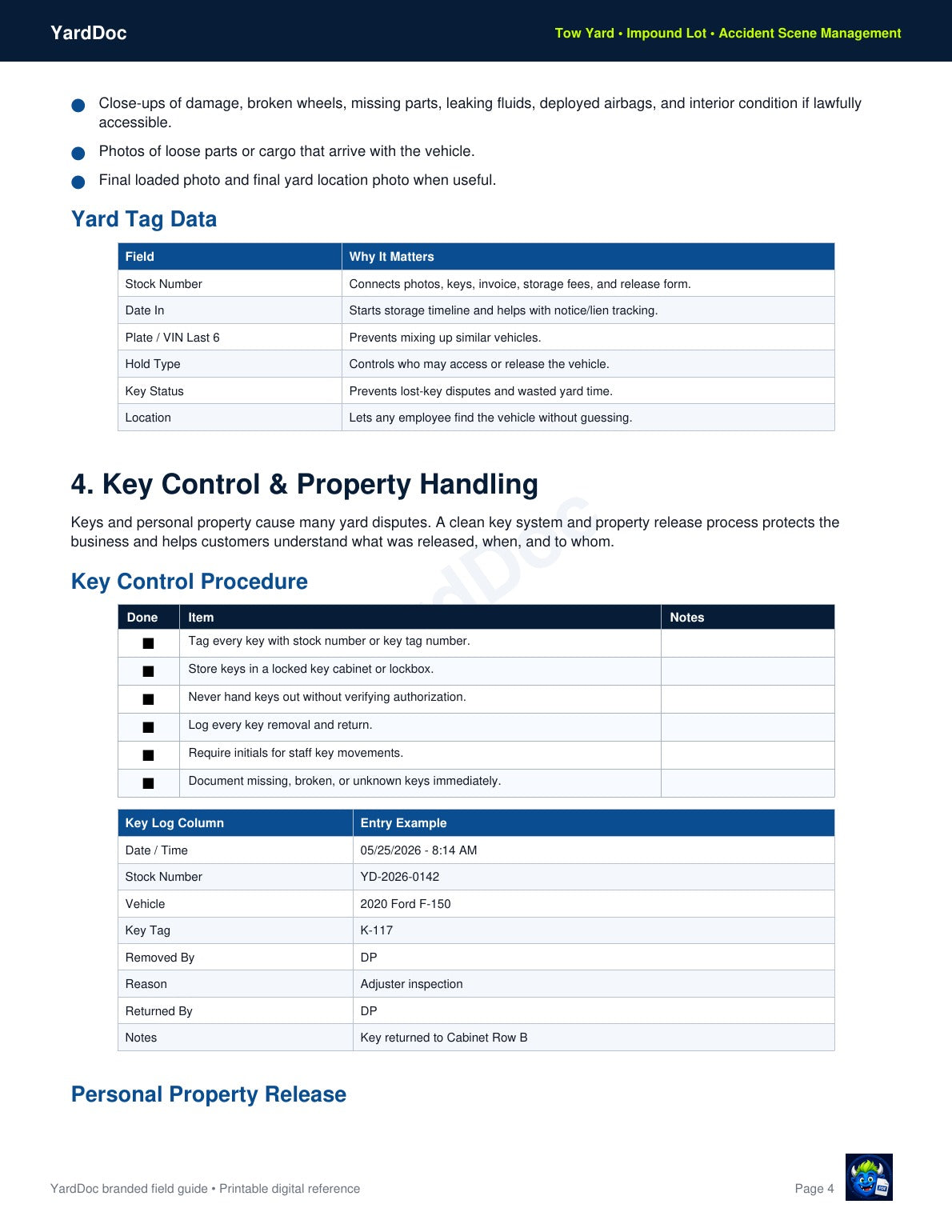 Tow Boss Field Guide - YardDoc