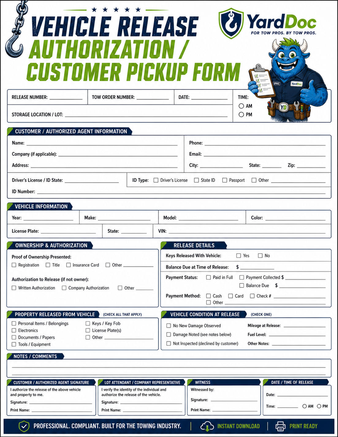 Tow Boss Forms Pack - YardDoc