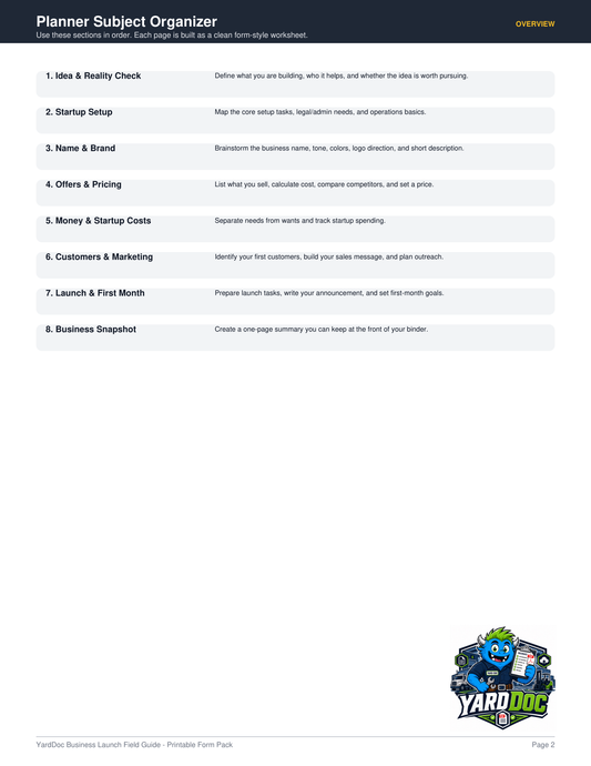 Business Launch Guide - YardDoc