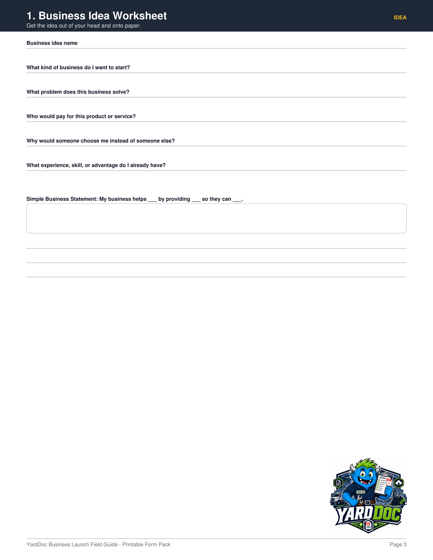 Business Launch Guide - YardDoc