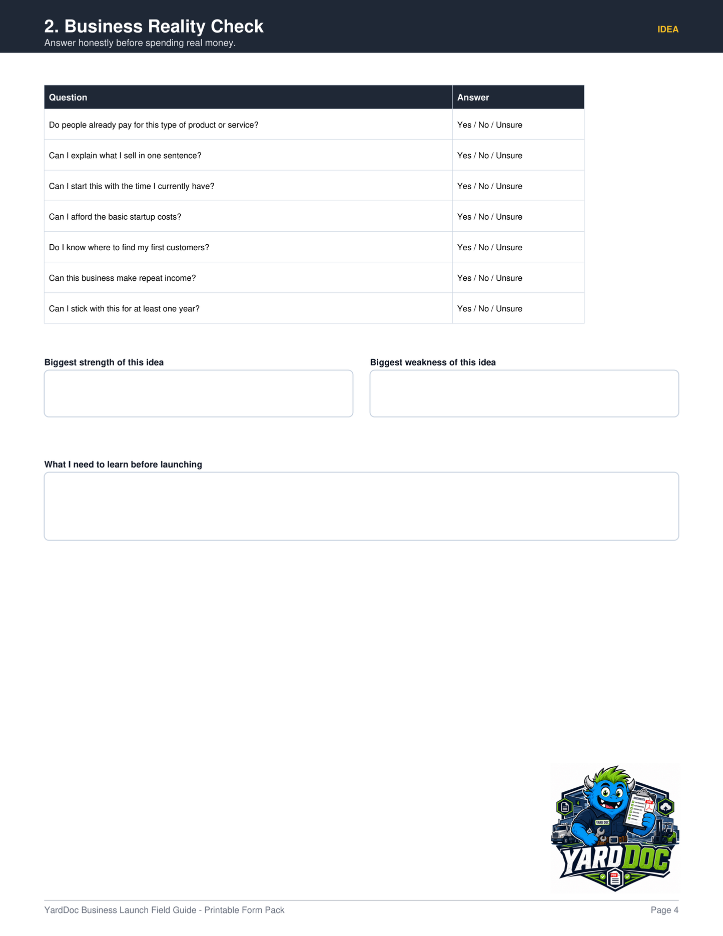 Business Launch Guide - YardDoc