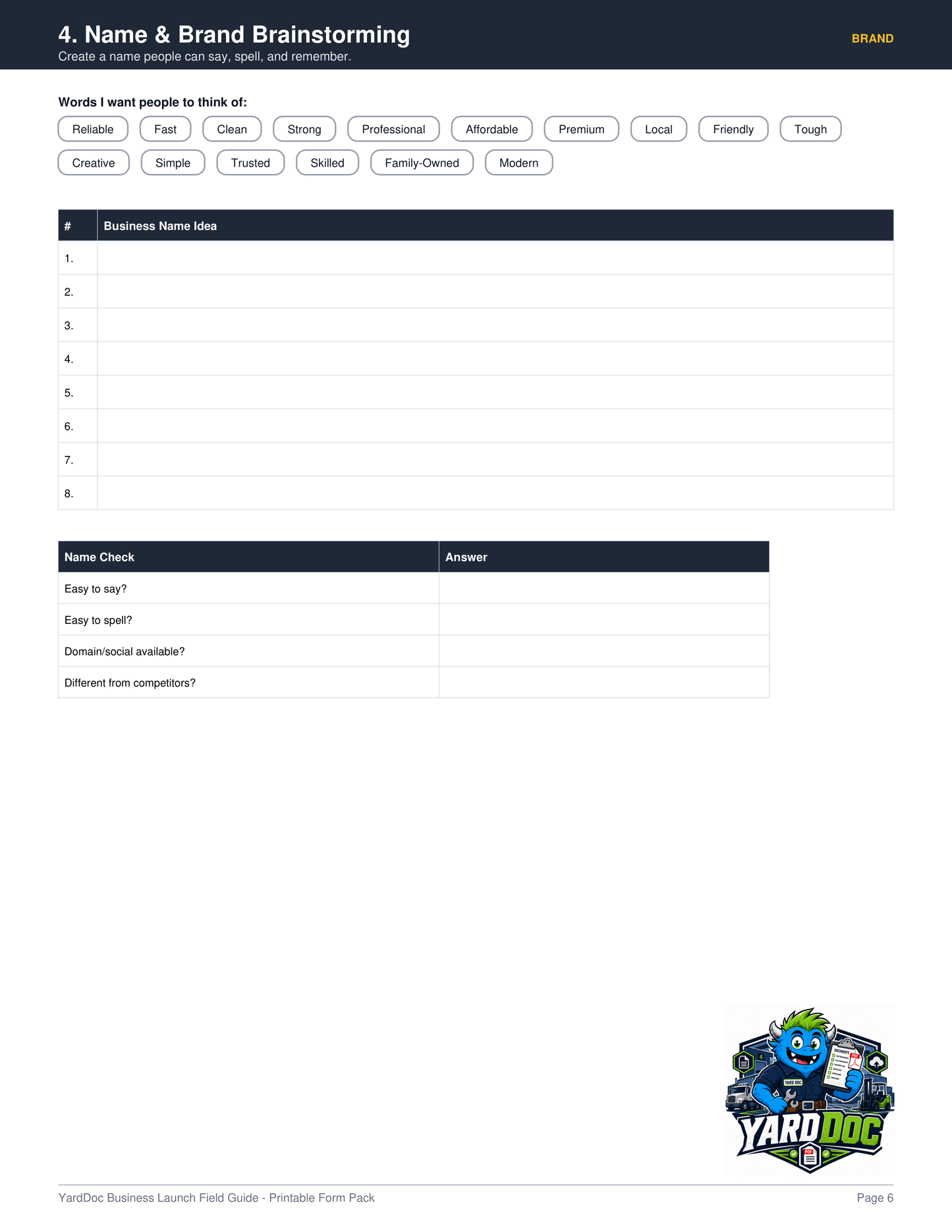 Business Launch Guide - YardDoc