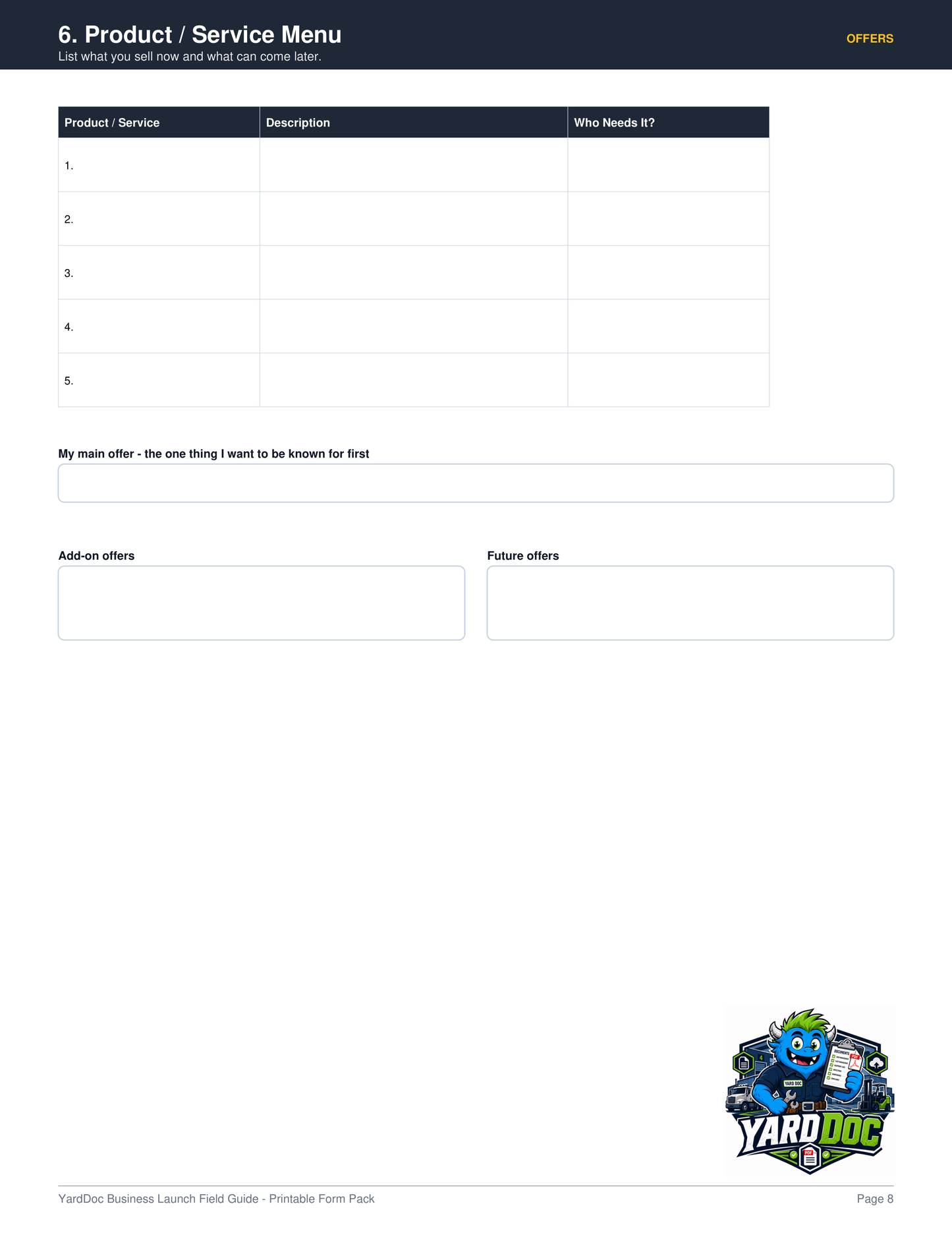 Business Launch Guide - YardDoc