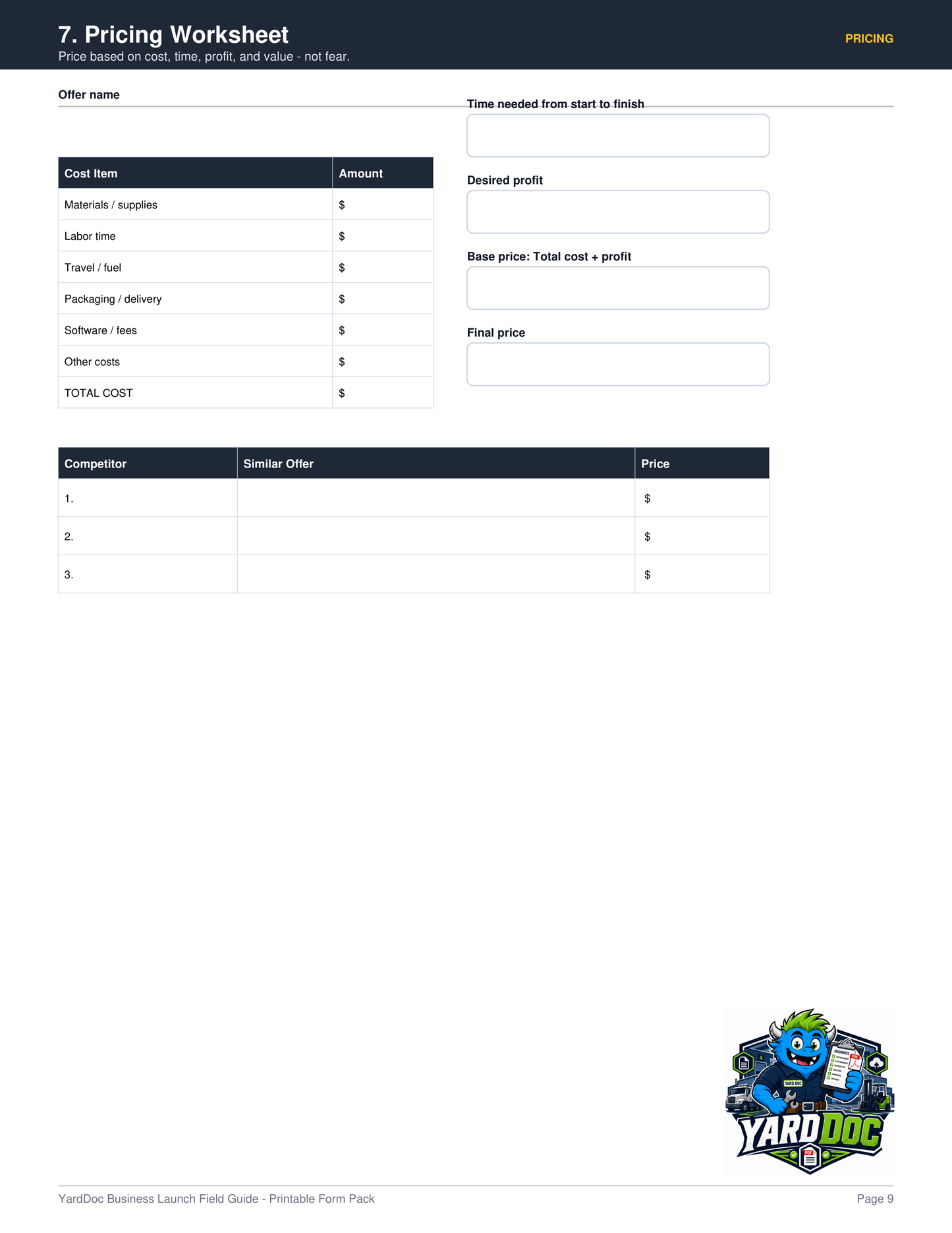 Business Launch Guide - YardDoc