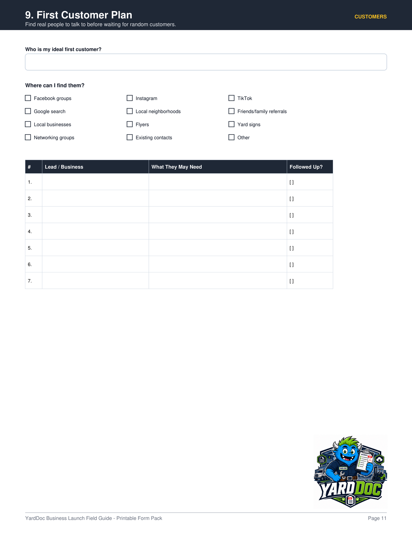 Business Launch Guide - YardDoc
