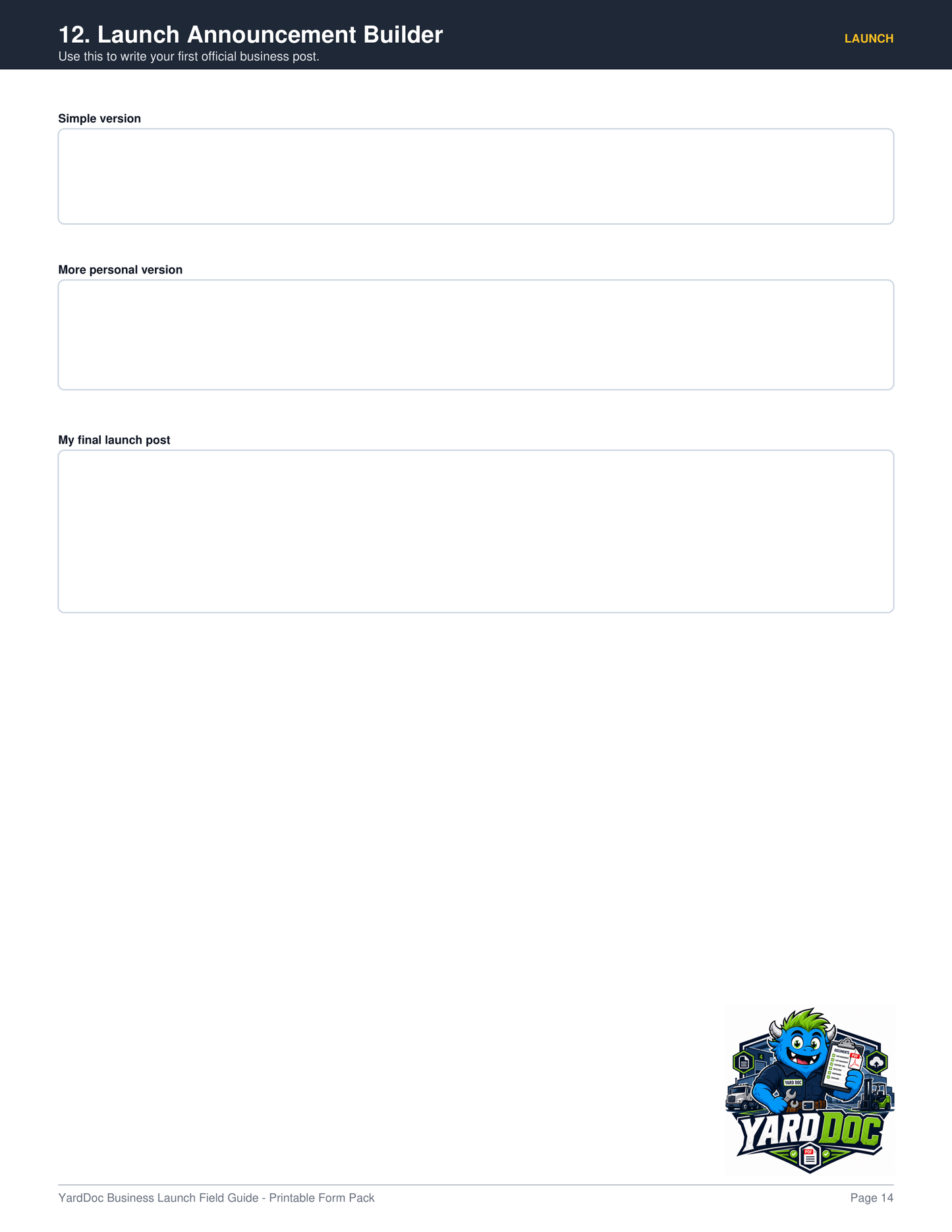 Business Launch Guide - YardDoc