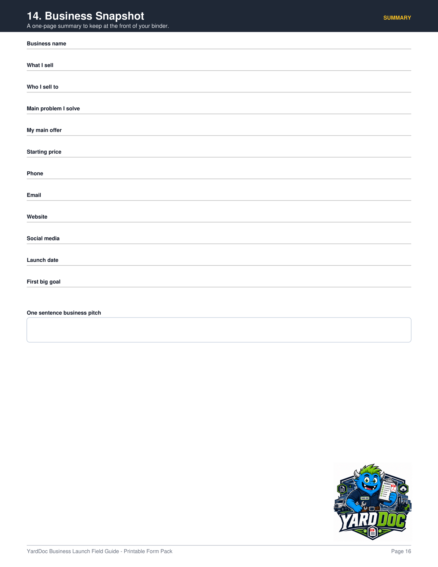 Business Launch Guide - YardDoc