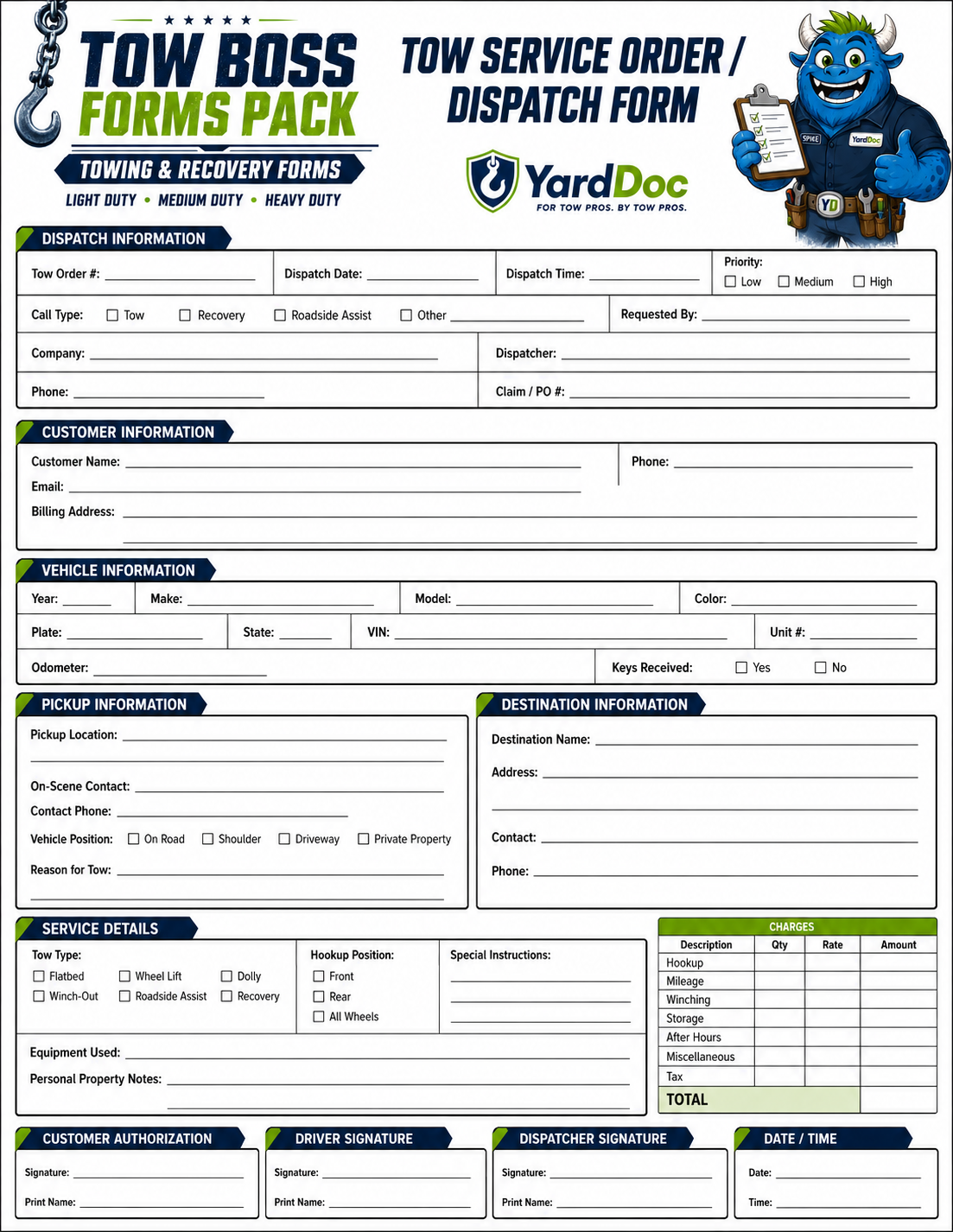 Tow Boss Forms Pack - YardDoc