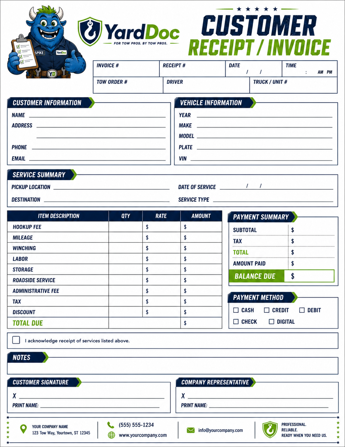 Tow Boss Forms Pack - YardDoc
