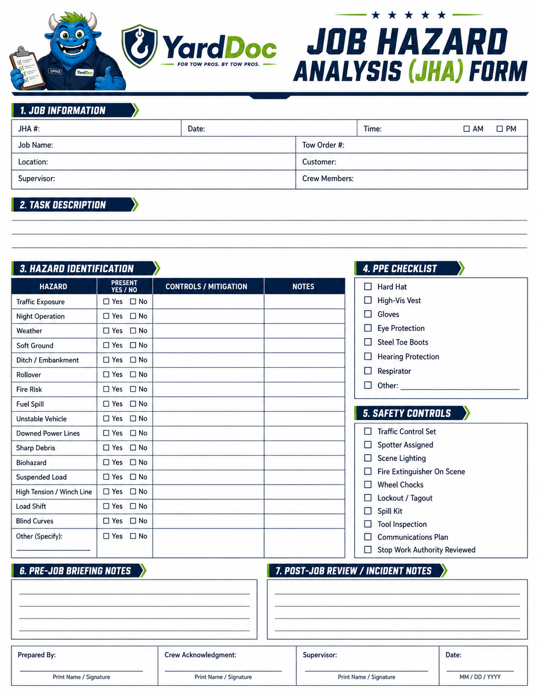 Tow Boss Forms Pack - YardDoc