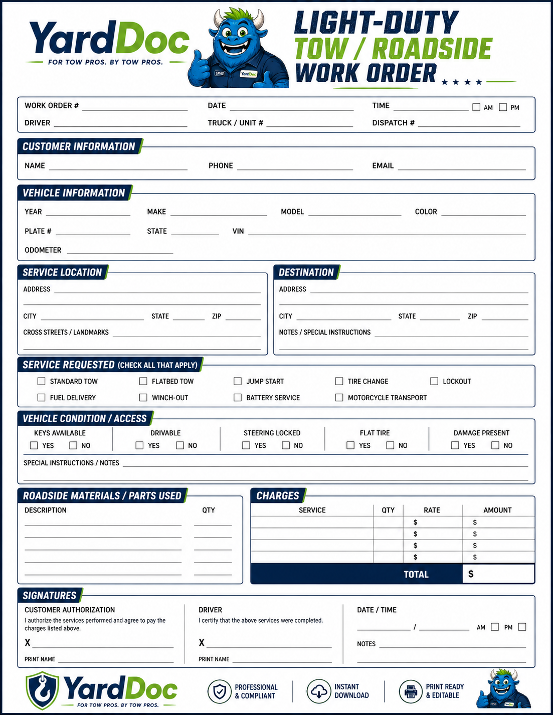 Tow Boss Forms Pack - YardDoc