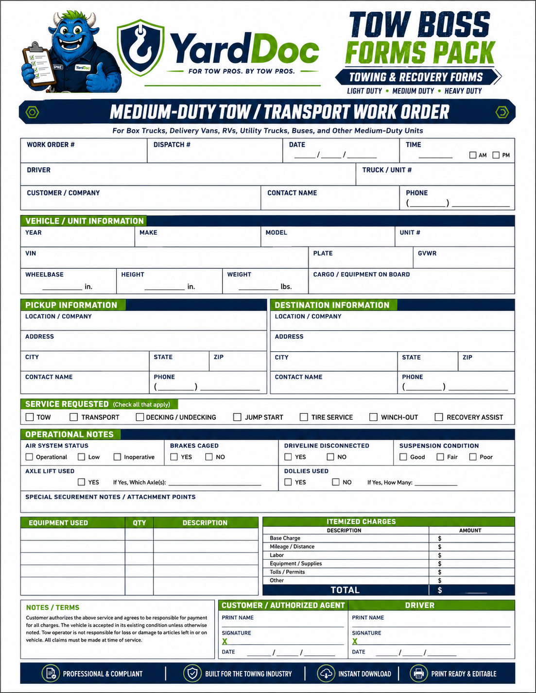 Tow Boss Forms Pack - YardDoc
