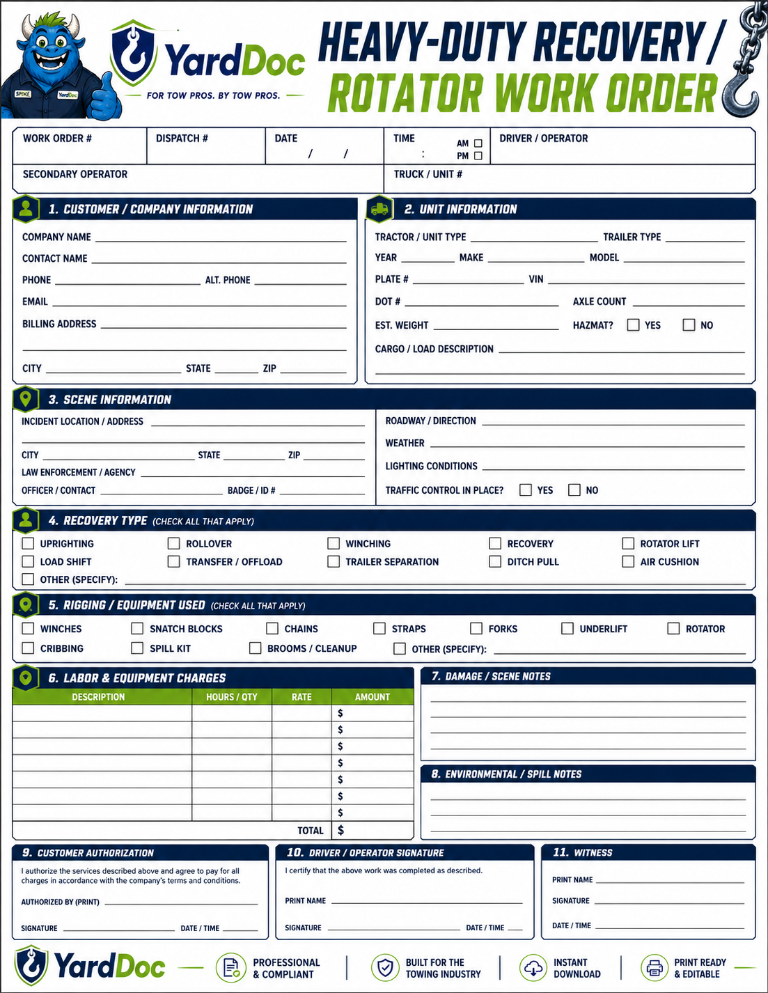Tow Boss Forms Pack - YardDoc